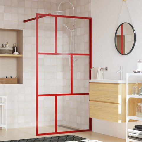 Walk-in Shower Wall with Clear ESG Glass Red 115x195 cm 154958