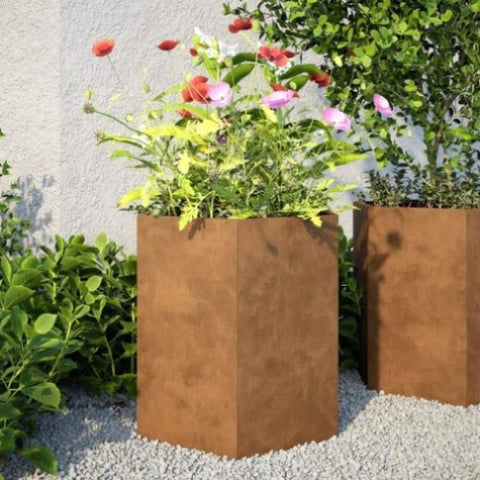 ZNTS Garden Planter Hexagon 46x40x45 cm Weathering Steel 851120