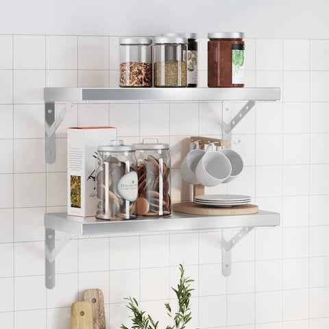 Wall Shelves 2 pcs 50x23.5 cm Silver Stainless Steel 3214510