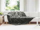 Anti-Slip Faux Rabbit Fur Blanket Olite 4 pcs Dark Grey 42021806