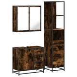 3 Piece Bathroom Furniture Set Smoked Oak Engineered Wood 3301137