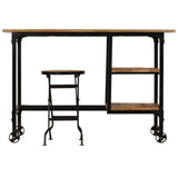 Desk with Folding Stool Solid Mango Wood 115x50x76 cm 245261