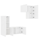 4 Piece TV Wall Units White Engineered Wood 3216428