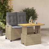 2 Piece Garden Dining Set with Cushions Beige Poly Rattan 3277430