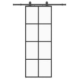 Sliding Door with Hardware Set Black 76x205 cm ESG Glass 3375908