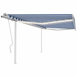 Manual Retractable Awning with LED 4.5x3 m Blue and White 3069961