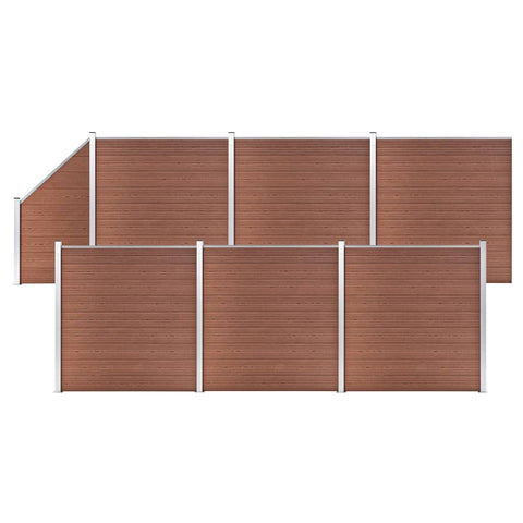 WPC Fence Set 6 Square + 1 Slanted 1138x186 cm Brown 3053220
