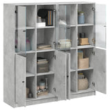 Bookcase with Doors Concrete Grey 136x37x142 cm Engineered Wood 3206527