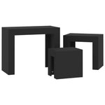 ZNTS Nesting Coffee Tables 3 pcs Black Engineered Wood 808541