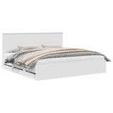 Bed Frame with Drawer White 200 x 200 cm Engineer Wood 3411082