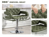 PU Leather Upholstered Swivel Bar Stool, Height Adjustable with Back, Armrest, Footrest, Green T3398P423519