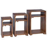 Accent Table with Shelf 3 pcs Brown Solid Mahogany Wood 42012363