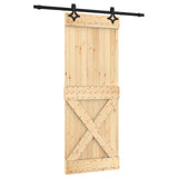 Sliding Door Natural and Black 80 x 210 cm Solid Pine Wood 3445055