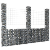 U-shape Gabion Basket with 3 Posts Iron 260x20x200 cm 151290