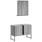 ZNTS 2 Piece Bathroom Cabinet Set Grey Sonoma Engineered Wood 3214342