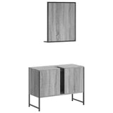 ZNTS 2 Piece Bathroom Cabinet Set Grey Sonoma Engineered Wood 3214342