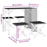 5 Piece Garden Dining Set Foldable Light Grey Poly Rattan 365948