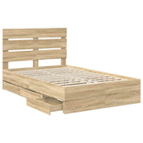 Bed Frame with Drawer Sonoma Oak 120 x 190 cm Engineer Wood 3411849