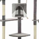 Cat Tree with Sisal Scratching Posts 203 cm Grey and White 170529