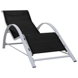 Sun Lounger Black, Silver Aluminium, Textilene, Steel, Tempered Glass 310534