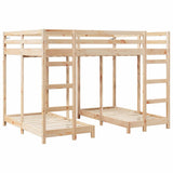 Triple Bunk Bed Frame Brown 140 x 200 cm Solid Pine Wood 3414564