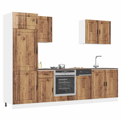 ZNTS 7 Piece Kitchen Cabinet Set Kalmar Old Wood Engineered Wood 3314789