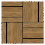 11 pcs Decking Tiles Deep Embossed WPC 30x30 cm 1 sqm Teak Colour 45037