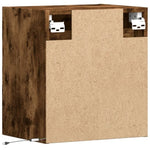 ZNTS Wall-mounted Bedside Cabinet with LED Lights Smoked Oak 3307969