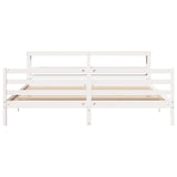 Bed Frame without Mattress White 200x200 cm Solid Wood Pine 3305835