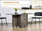 Multi-Storage Six-Person Drop Leaf Dining Table - Grey T3398P342379