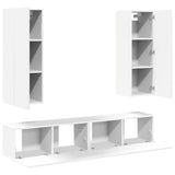 4 Piece TV Cabinet Set White Engineered Wood 3078666