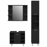 Bathroom Furniture Set with Door 3 pcs Black 30 x 30 x 179.5 cm 3333049