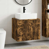 Bathroom Furniture Set Smoked Oak Engineered Wood 3404295