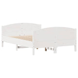 ZNTS Bed Frame without Mattress White 150x200 cm King Size Solid Wood Pine 3301786