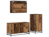 Bathroom Furniture Set with Door 3 pcs Old Wood Engineered Wood 3402563