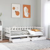 Daybed with Drawers without Mattress White 90x200 cm Solid Wood 3302129