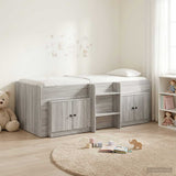 Loft Bed Frame with Cabinet 3 pcs Grey Sonoma Engineered Wood 3423395