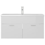 Sink Cabinet with Built-in Basin High Gloss White Engineered Wood 3071294
