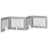 Dog Gate with Stands 4 pcs Grey Sonoma 80 x 60 cm 892136