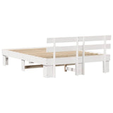 Bed Frame with Headboard White 160 x 200 cm Solid Pine Wood 872435