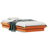 LED Bed Frame without Mattress Wax Brown 100x200 cm Solid Wood 844412