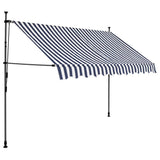 Manual Retractable Awning with LED 250 cm Blue and White 145844
