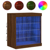 Sideboard with LED Lights Brown Oak 60.5x37x67 cm 836699