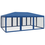 Party Tent with 10 Mesh Sidewalls Blue 6x4 m HDPE 4010067