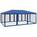 Party Tent with 10 Mesh Sidewalls Blue 6x4 m HDPE 4010067
