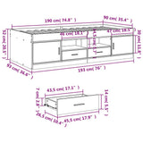 Daybed with Drawers without Mattress Smoked Oak 90x190 cm Single 3280255
