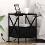 Bedside Cabinet with Drawer 2 pcs Black Oak 41.5 x 40.5 x 55 cm 859551