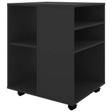Rolling Cabinet Black 60x53x72 cm Engineered Wood 808459