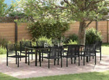 Garden Dining Set 9 pcs Black Powder-Coated Steel 3379169
