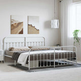 Bed Frame White Powder-Coated Steel Double Industrial Bed Frame 352651